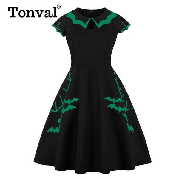casual dresses tonval green bat embroidery halloween party vintage black dress women cap sleeve keyhole front cotton retro a line, Black;gray
casual dresses tonval green bat embroidery halloween party vintage black dress women cap sleeve keyhole front cotton retro a line, Black;gray