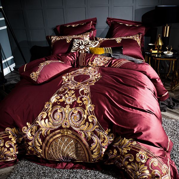 luxury 120s egyptian cotton embroidered bedding set king red golden duvet cover bed sheet set pillowcase 4/6pcs
luxury 120s egyptian cotton embroidered bedding set king red golden duvet cover bed sheet set pillowcase 4/6pcs