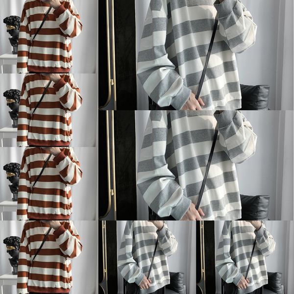 autumn and winter striped sweater men's korean style trendy youth all-match ins clothes student opstudent ase long sleeve t-shir, Black 
autumn and winter striped sweater men's korean style trendy youth all-match ins clothes student opstudent ase long sleeve t-shir, Black