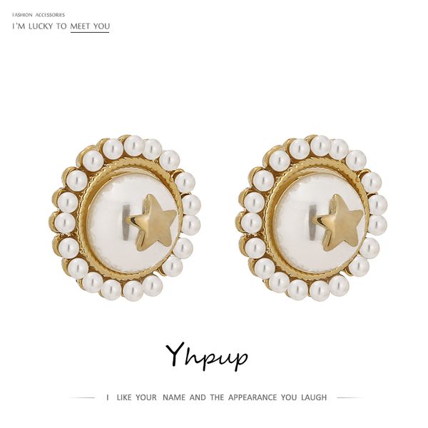 stud yhpup simulated pearl round star earrings jewelry exquisite korean temperament stylish gift for women bijoux, Golden;silver
stud yhpup simulated pearl round star earrings jewelry exquisite korean temperament stylish gift for women bijoux, Golden;silver