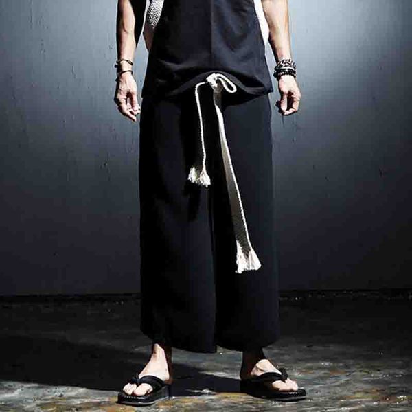 korean fashion men's new solid color loose wide leg pants casual pants harem skirt capris elastic waist, Black
korean fashion men's new solid color loose wide leg pants casual pants harem skirt capris elastic waist, Black