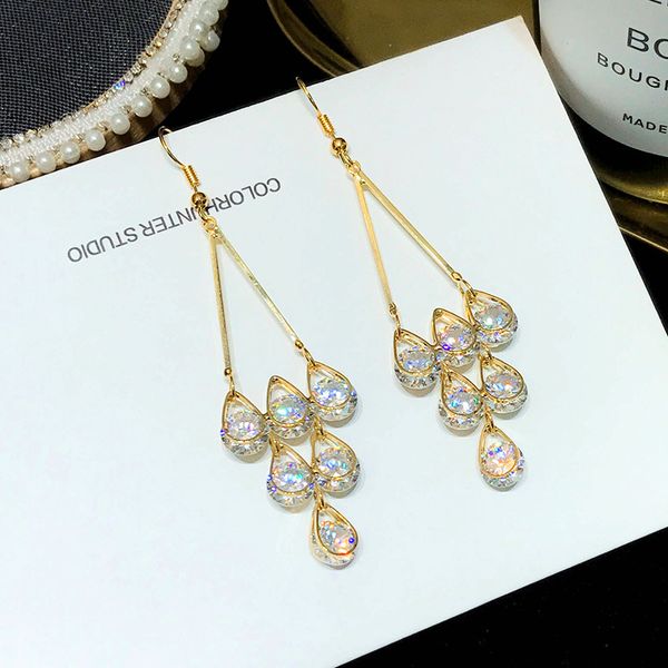 dangle & chandelier sparkling crystal zircon earrings female elegant long drop design earring all-match personality tassel, Silver
dangle & chandelier sparkling crystal zircon earrings female elegant long drop design earring all-match personality tassel, Silver