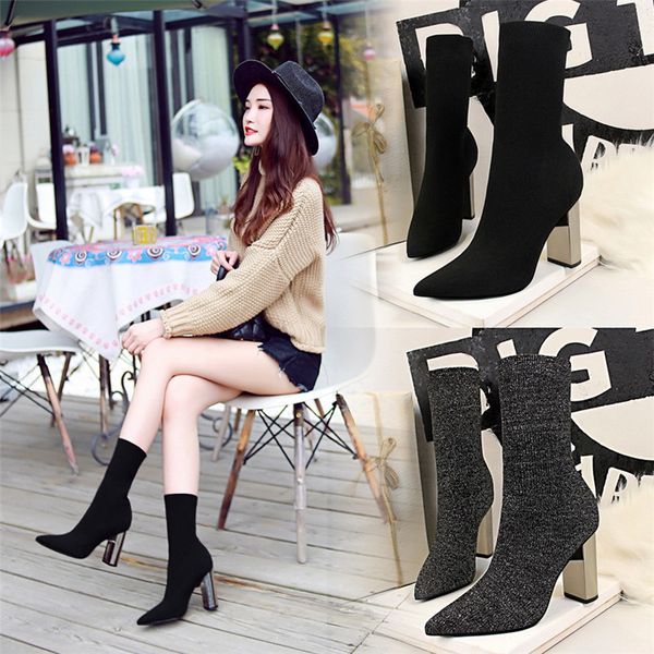 bigtree fashion winter concise mid-calf boots bling women shoes square heel pointed toe thin heels woman stretch fabric boots, Black
bigtree fashion winter concise mid-calf boots bling women shoes square heel pointed toe thin heels woman stretch fabric boots, Black