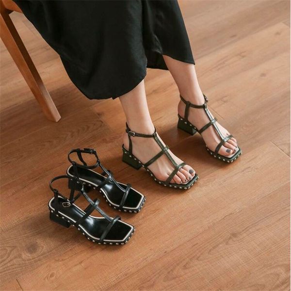 fashion ladies high heels rivets decorative square toe high heels summer ladies, Black
fashion ladies high heels rivets decorative square toe high heels summer ladies, Black