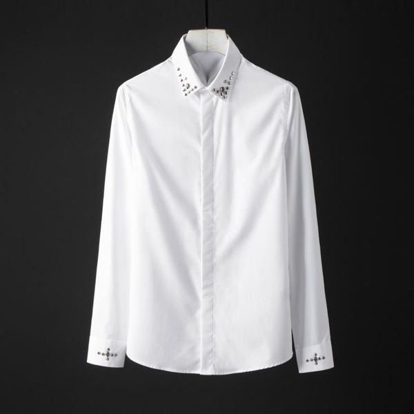 lu mens shirts luxury metal rivet collar long sleeve mens dress shirts plus size 4xl slim casual party nightclub man, White;black
lu mens shirts luxury metal rivet collar long sleeve mens dress shirts plus size 4xl slim casual party nightclub man, White;black