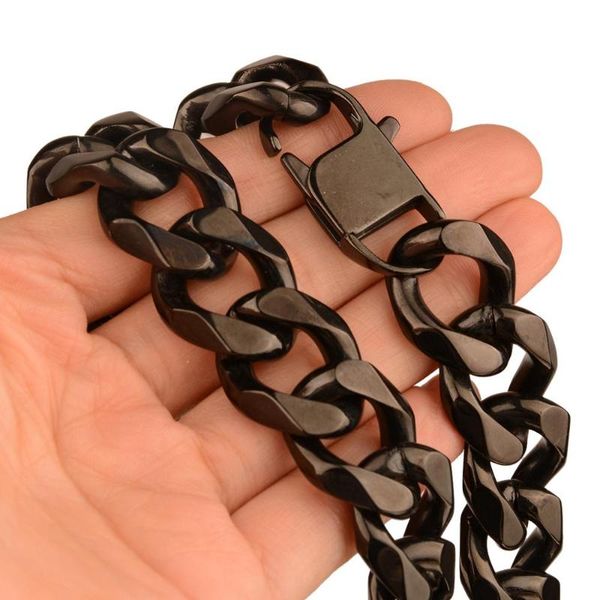 12/15/17/19mm 7-40inch high-end jewelry stainless steel black cuban curb link chain cool men's women's necklace or bracelet gift, Silver
12/15/17/19mm 7-40inch high-end jewelry stainless steel black cuban curb link chain cool men's women's necklace or bracelet gift, Silver