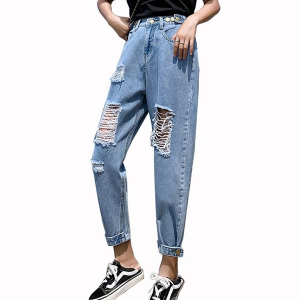 women's jeans 2021 women vintage ripped denim lady fashion student high waist pants straight baggy korea fetish boyfriend trousers, Blue
women's jeans 2021 women vintage ripped denim lady fashion student high waist pants straight baggy korea fetish boyfriend trousers, Blue
