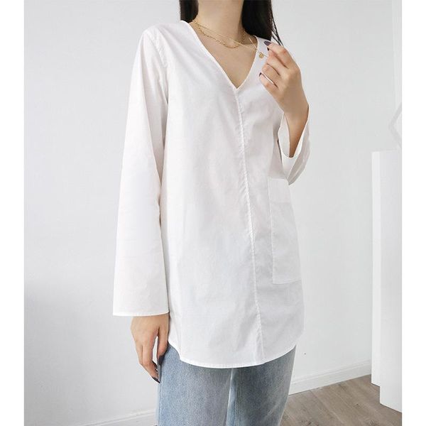 cotton womens loose blouse 2020 new v-neck elegant lady shirt and with pockets wild stylish office wear clothing, White
cotton womens loose blouse 2020 new v-neck elegant lady shirt and with pockets wild stylish office wear clothing, White