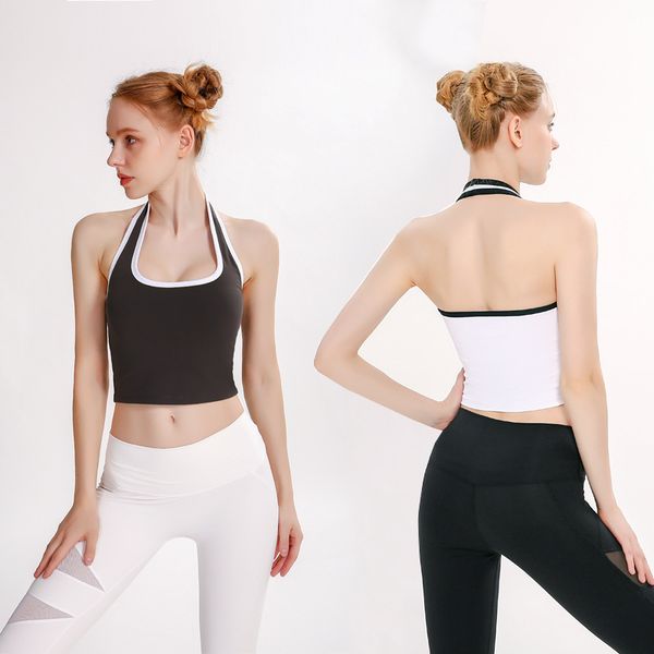gym clothing 2021 yoga vest women's hanging neck beauty back color matching with chest pad gathered sports fitness dance training, White;black
gym clothing 2021 yoga vest women's hanging neck beauty back color matching with chest pad gathered sports fitness dance training, White;black