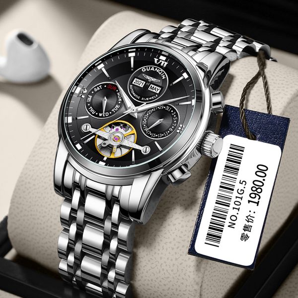 guanqin rose gold case multi-function calendar dial multi-function men's business sports automatic mechanical watch brand lu, Slivery;brown
guanqin rose gold case multi-function calendar dial multi-function men's business sports automatic mechanical watch brand lu, Slivery;brown
