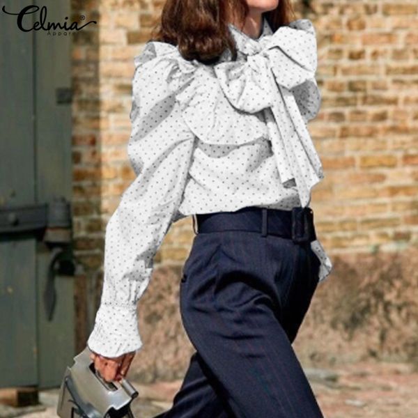 celmia women bohemian polka dot print blouses fashion long sleeve tunic shirts casual bow tie loose elegant blusas mujer, White
celmia women bohemian polka dot print blouses fashion long sleeve tunic shirts casual bow tie loose elegant blusas mujer, White
