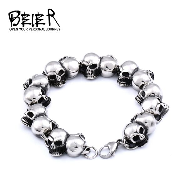 charm bracelets beier one stainless steel arrival punk skull bracelet personality fashion jewelry for man women bc8-002, Golden;silver
charm bracelets beier one stainless steel arrival punk skull bracelet personality fashion jewelry for man women bc8-002, Golden;silver