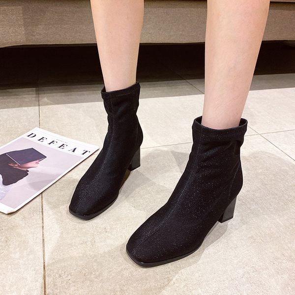ankle boots fashion round toe high heel shoes autumn thick heel women pumps winter keep warm socks boots zapatillas mujer 2020, Black
ankle boots fashion round toe high heel shoes autumn thick heel women pumps winter keep warm socks boots zapatillas mujer 2020, Black