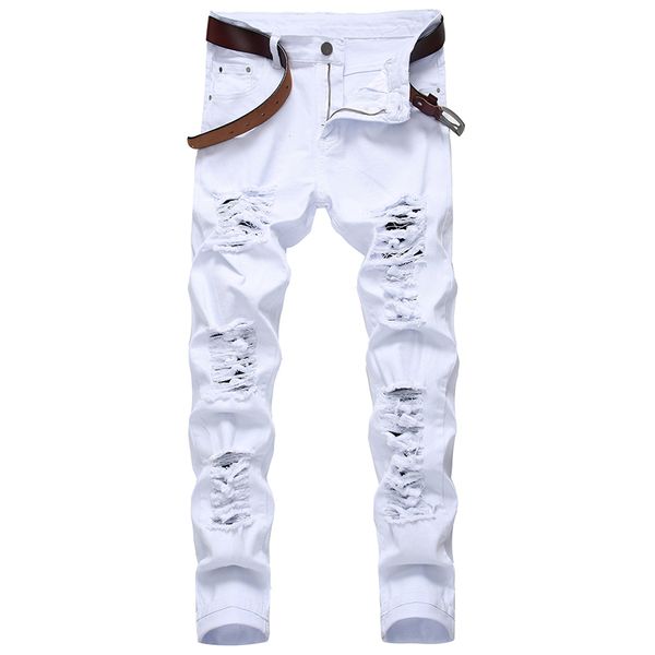 men jeans slim straight white red black locomotive pants new european and american hole destroy casual jeans for male, Blue
men jeans slim straight white red black locomotive pants new european and american hole destroy casual jeans for male, Blue