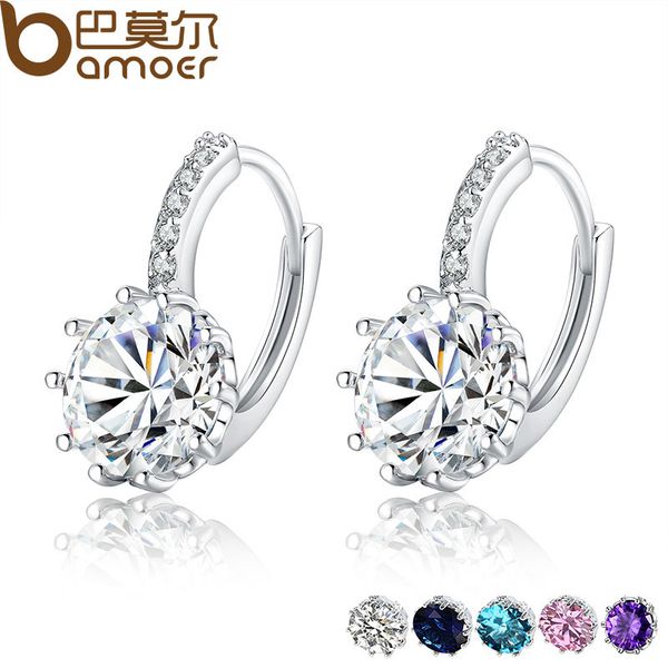 bamoer trendy genuine silver color round hoop earrings with zircon for women jewelry gift yie083, Golden;silver
bamoer trendy genuine silver color round hoop earrings with zircon for women jewelry gift yie083, Golden;silver