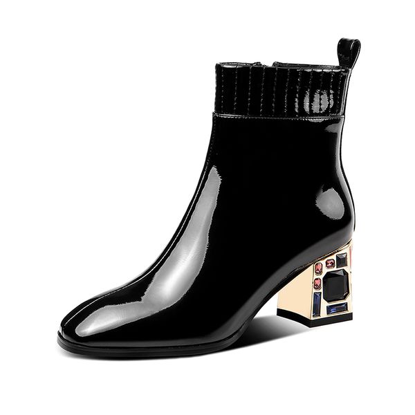 genuine leather winter boots women round toe shoes woman new party office lady square high heels ankle boots, Black
genuine leather winter boots women round toe shoes woman new party office lady square high heels ankle boots, Black