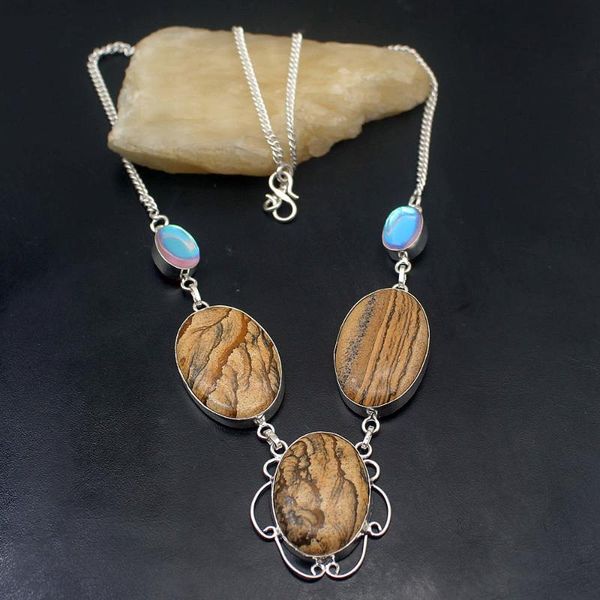 precious natural oceanjasper mystic z925 sterling silver color pendant necklace women charm jewelry 20 inch h184
precious natural oceanjasper mystic z925 sterling silver color pendant necklace women charm jewelry 20 inch h184