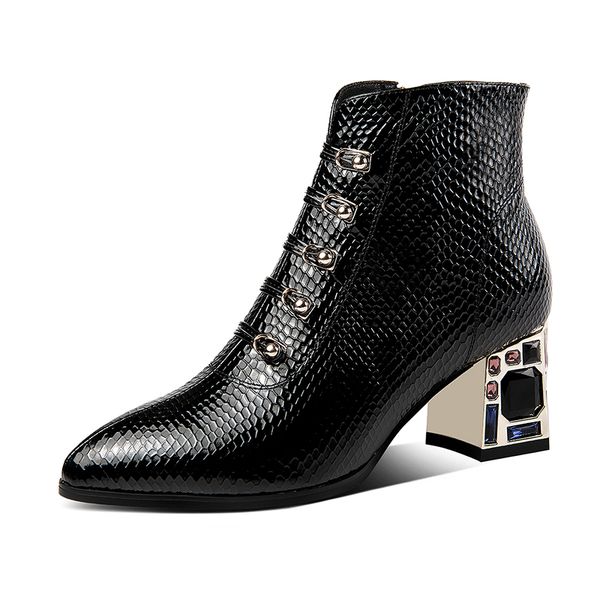 boots real cow leather 4cm med heels ladies dress zipper pointed toe ankle autumn winter shoes woman, Black
boots real cow leather 4cm med heels ladies dress zipper pointed toe ankle autumn winter shoes woman, Black