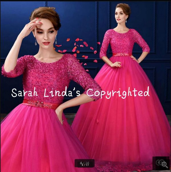 2020 attractive ball gown fuchsia half sleeve prom dresses lace up appliques pearls formal prom gowns selling sweet 16 party dresses, Black
2020 attractive ball gown fuchsia half sleeve prom dresses lace up appliques pearls formal prom gowns selling sweet 16 party dresses, Black