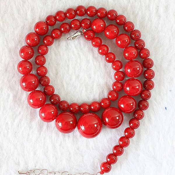 new fashion women red artificial coral round beads 6-14mm tower unique design chains necklace 18inch b666, Silver
new fashion women red artificial coral round beads 6-14mm tower unique design chains necklace 18inch b666, Silver