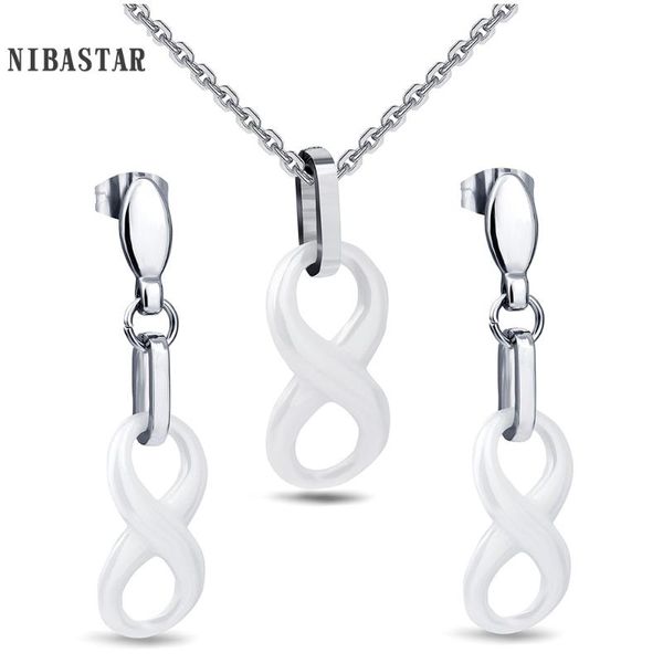earrings & necklace charm fashion infinity 8 pendant necklaces shape elegant white and black jewelry set for women wedding gift, Silver
earrings & necklace charm fashion infinity 8 pendant necklaces shape elegant white and black jewelry set for women wedding gift, Silver