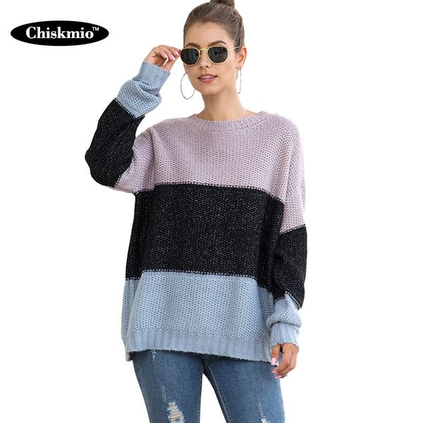 women's sweaters chiskmio striped knitted sweater women patchwork knit pullover o-neck loose knitting ladies streetwear knitwear haraj, White;black
women's sweaters chiskmio striped knitted sweater women patchwork knit pullover o-neck loose knitting ladies streetwear knitwear haraj, White;black