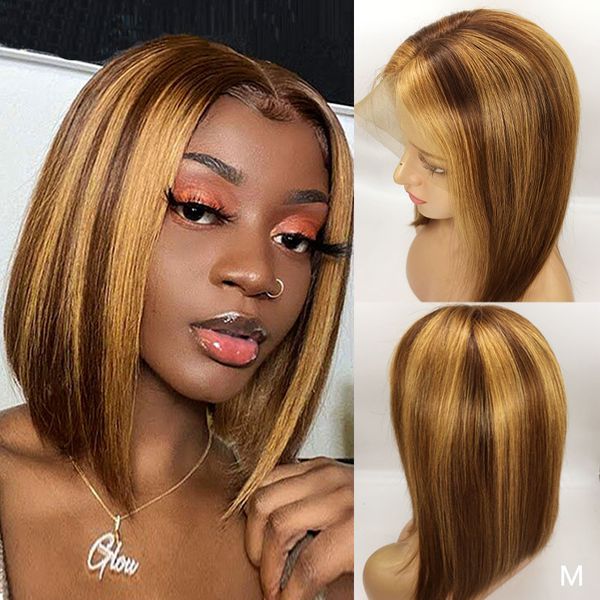 lace wigs 13x4 straight front human hair brown highlight wig 150% remy short bob for black women pre plucked m, Black;brown
lace wigs 13x4 straight front human hair brown highlight wig 150% remy short bob for black women pre plucked m, Black;brown