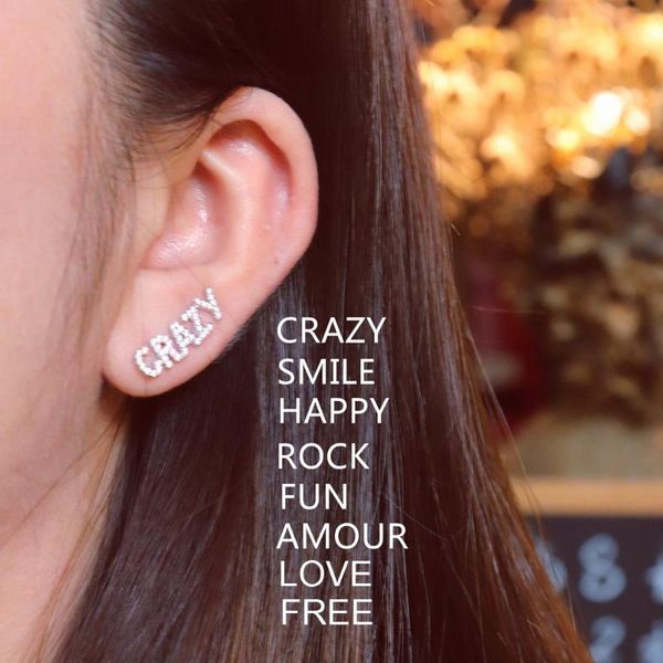s925 sterling silver zircon mono letter amour smile rock crazy baby wild fun happy love earring women jewelry, Golden;silver
s925 sterling silver zircon mono letter amour smile rock crazy baby wild fun happy love earring women jewelry, Golden;silver