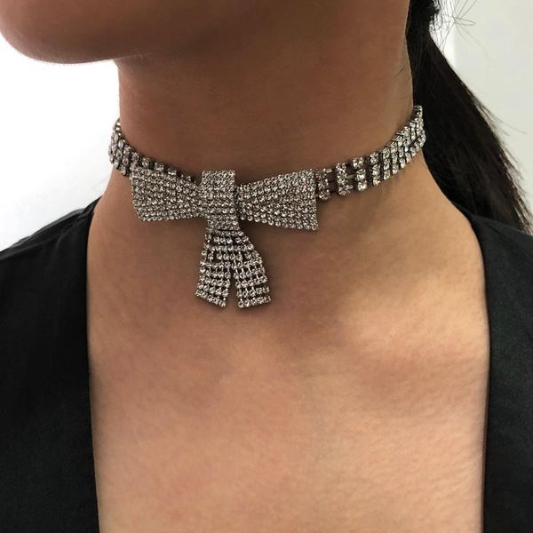 fashion crystal charm bowknot choker necklace for women adjustable new sliver color rhinestone tie necklace chain jewelry gifts, Golden;silver
fashion crystal charm bowknot choker necklace for women adjustable new sliver color rhinestone tie necklace chain jewelry gifts, Golden;silver