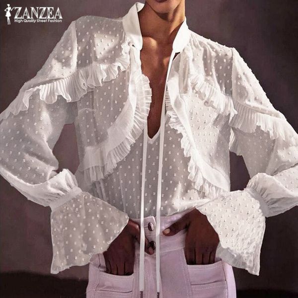 women's blouses & shirts plus size tunic lace crochet blouse 2021 zanzea ruffle sleeve transparent mesh female v neck sheer blusas 7, White
women's blouses & shirts plus size tunic lace crochet blouse 2021 zanzea ruffle sleeve transparent mesh female v neck sheer blusas 7, White