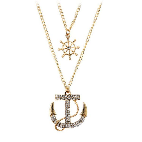 white navy crystal rhinestone anchor rudder pendant necklace long chain personality for women, Silver
white navy crystal rhinestone anchor rudder pendant necklace long chain personality for women, Silver
