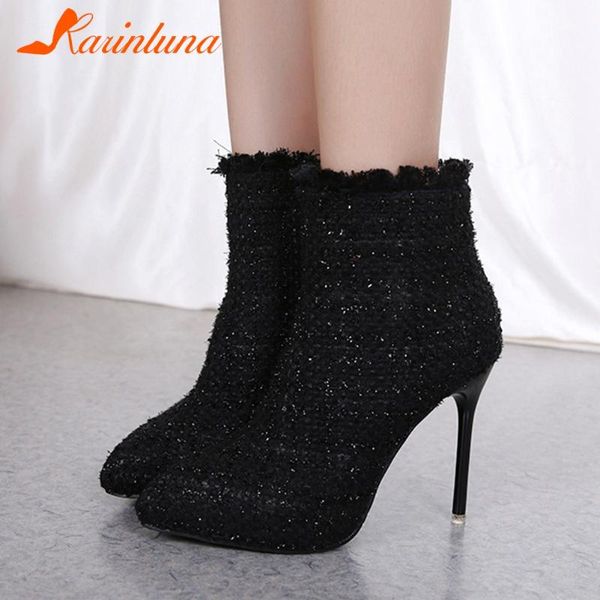 dropship karin 2020 new arrival shoes woman casual flock thin high heels pointed toe short plush ankle autumn boots, Black
dropship karin 2020 new arrival shoes woman casual flock thin high heels pointed toe short plush ankle autumn boots, Black