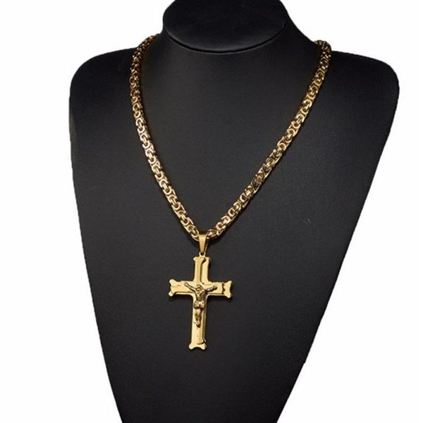 6mm quality product stainless steel gold tone men gift byzantine chain christian jesus cross crucifix pendant necklace 18"-40, Silver
6mm quality product stainless steel gold tone men gift byzantine chain christian jesus cross crucifix pendant necklace 18"-40, Silver