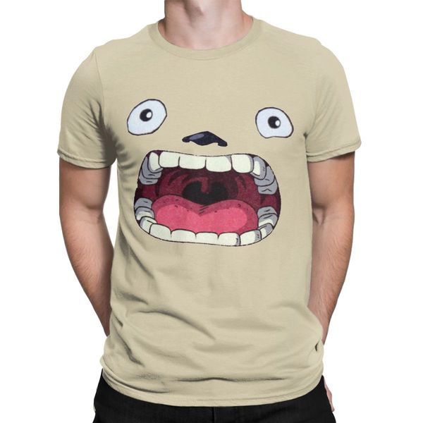 men's miyazaki hayao totoro mouth t shirt ghibli studio pure cotton clothes crazy short sleeve crewneck tees unique t-shirt