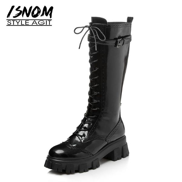 boots isnom winter genuine leather over knee women zipper round toe thick heels short plush buckle female shoes, Black
boots isnom winter genuine leather over knee women zipper round toe thick heels short plush buckle female shoes, Black
