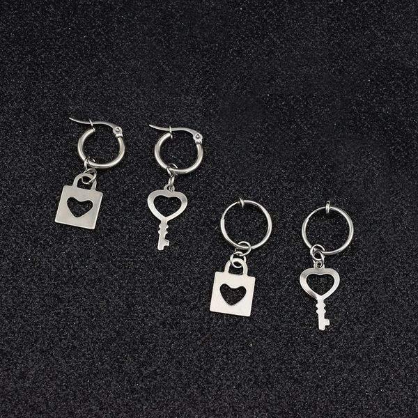 dangle & chandelier kpop dna korean boys idol stainless steel punk stud earrings asymmetry key lock padlock pendant ear clip rock jew, Silver
dangle & chandelier kpop dna korean boys idol stainless steel punk stud earrings asymmetry key lock padlock pendant ear clip rock jew, Silver