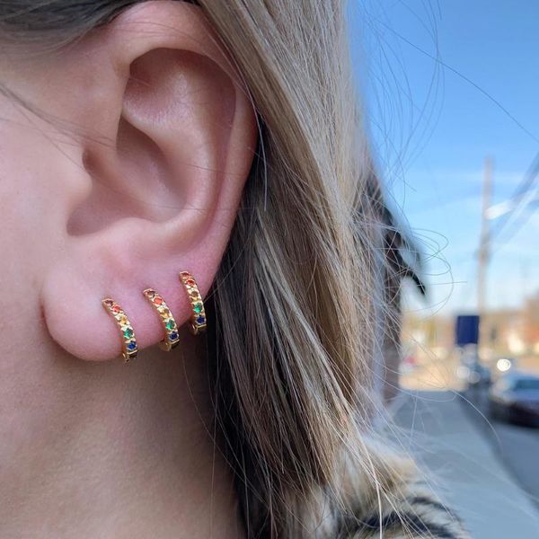 925 sterling silver earring colorful cz rainbow minimalist earrings for girl women 2020 dainty multicolor hoops fashion jewelry, Golden;silver
925 sterling silver earring colorful cz rainbow minimalist earrings for girl women 2020 dainty multicolor hoops fashion jewelry, Golden;silver