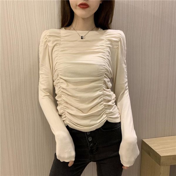 round collar solid full sleeve cropped sweaters pullovers girls chic wrinkled slim sweater crop for woman, White;black
round collar solid full sleeve cropped sweaters pullovers girls chic wrinkled slim sweater crop for woman, White;black