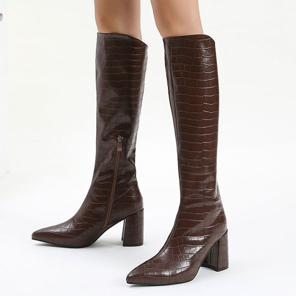 women knee-high boots fashion pointed toe square high heels women shoes woman winter motorcycle boots female long pum, Black
women knee-high boots fashion pointed toe square high heels women shoes woman winter motorcycle boots female long pum, Black