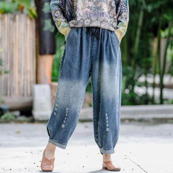 new arrivals ale 2020 new loose casual large size ripped jeans women's harem pants elastic waist hole fashion jeans female, Blue
new arrivals ale 2020 new loose casual large size ripped jeans women's harem pants elastic waist hole fashion jeans female, Blue