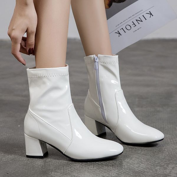 classic black white ankle boots for women block low heel short boots lady patent leather shoes woman autumn spring large size 45 200925
classic black white ankle boots for women block low heel short boots lady patent leather shoes woman autumn spring large size 45 200925