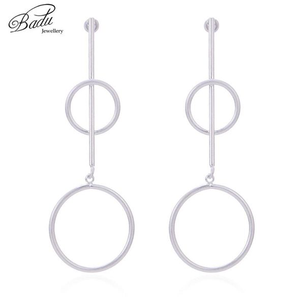 badu long dangle earring double circle round punk earrings for women gold metallic geometric wild jewelry wholesale, Silver
badu long dangle earring double circle round punk earrings for women gold metallic geometric wild jewelry wholesale, Silver
