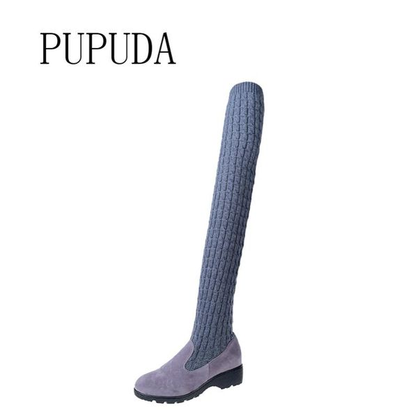 pupuda fashion knee high boots comfortable sock boots women wedges high winter new chunky platform shoes female, Black
pupuda fashion knee high boots comfortable sock boots women wedges high winter new chunky platform shoes female, Black