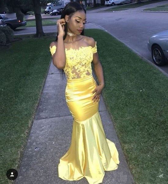 yellow mermaid prom dresses long appliques lace illusion black girls off shoulder african evening gown prom dress
yellow mermaid prom dresses long appliques lace illusion black girls off shoulder african evening gown prom dress