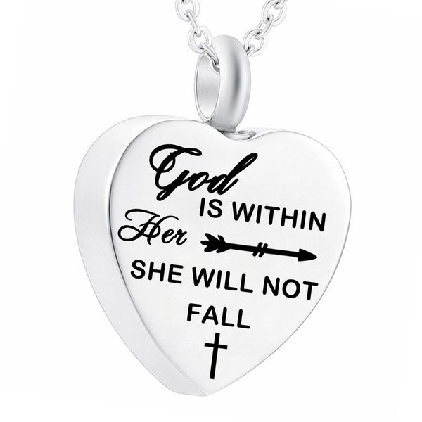 cross cupid's arrow heart keepsake pendant for pet/human ashes cremation memorial jewelry necklace -god is whthin her she will not fall, Silver
cross cupid's arrow heart keepsake pendant for pet/human ashes cremation memorial jewelry necklace -god is whthin her she will not fall, Silver