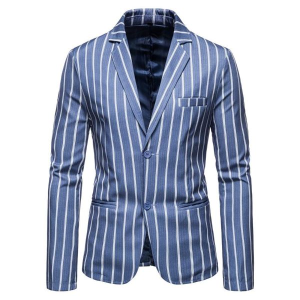 men's suits & blazers button suit blue white stripe long sleeve lapel pocket autumn large size loose fashion male coat, White;black
men's suits & blazers button suit blue white stripe long sleeve lapel pocket autumn large size loose fashion male coat, White;black