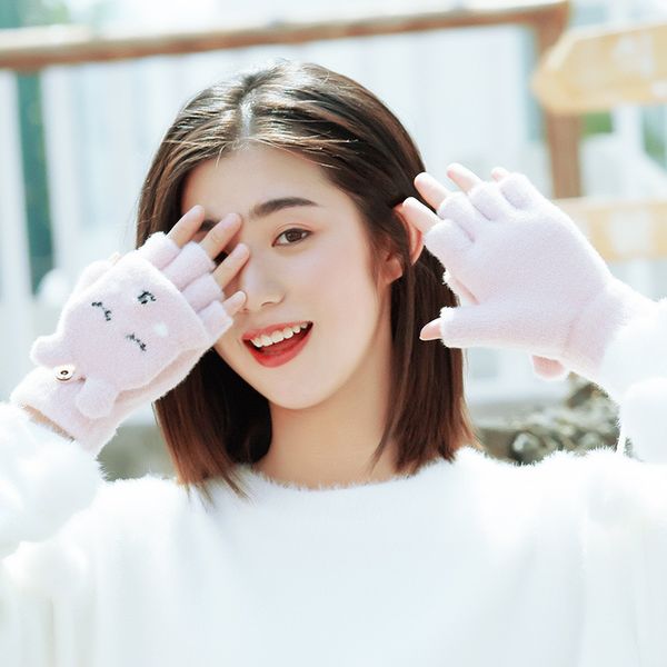 winter plush knitted gloves ladies flip half finger outdoor plus velvet thick warmth mittens cute cartoon, Blue;gray
winter plush knitted gloves ladies flip half finger outdoor plus velvet thick warmth mittens cute cartoon, Blue;gray