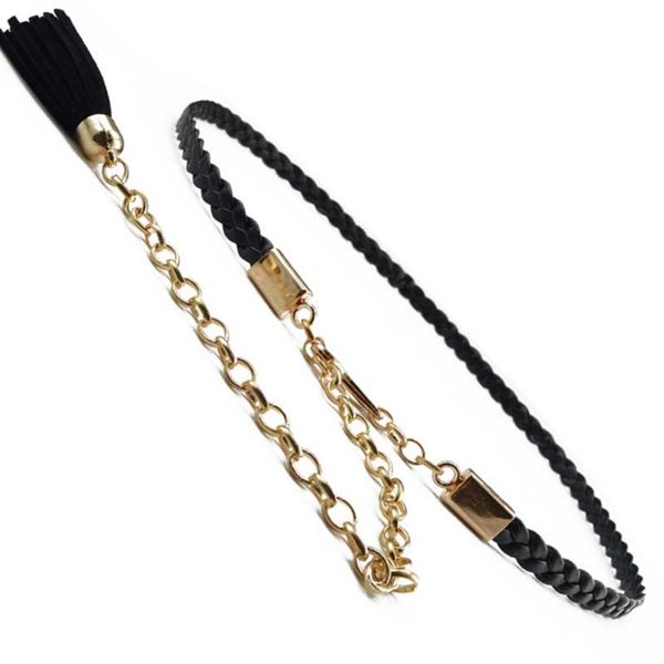 belts women 's metal waist chain braid belt narrow fashion large size rope white tassel lady models f0068, Black;brown
belts women 's metal waist chain braid belt narrow fashion large size rope white tassel lady models f0068, Black;brown
