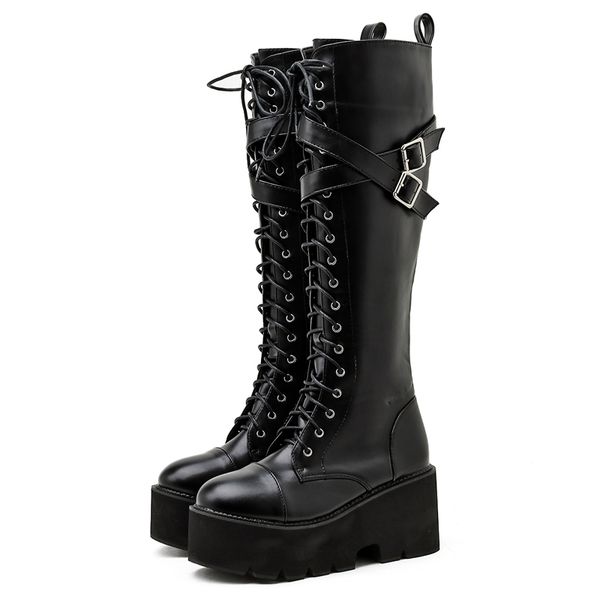 autumn 2020 fashion women boots motorcycle boots black lace-up zipper belt buckle high heel high knee-length
autumn 2020 fashion women boots motorcycle boots black lace-up zipper belt buckle high heel high knee-length