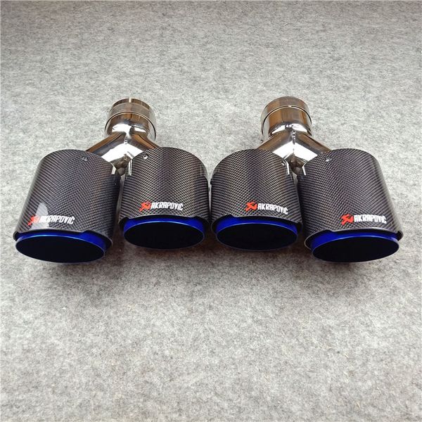 2 pieces: universal akrapovic dual glossy exhaust muffler tips carbon fiber + blue stainless steel auto exhausts end pipes
2 pieces: universal akrapovic dual glossy exhaust muffler tips carbon fiber + blue stainless steel auto exhausts end pipes
